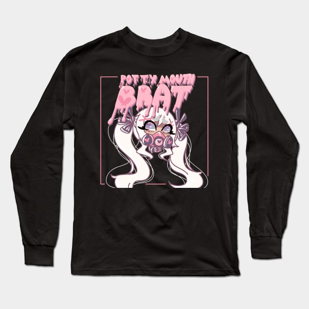 Potty Mouth Brat Long Sleeve T-Shirt by Angel Cake Arts